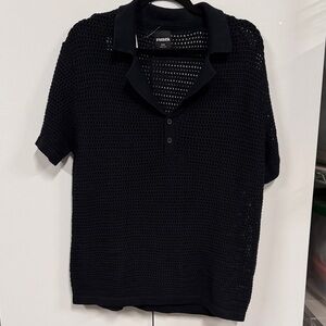 RSQ Black Textured Polo Shirt